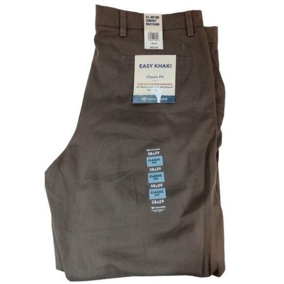 Men's Dockers Easy Khaki Classic Fit Flat Front Pants - Dark Pebble - 38x29 -NWT - Picture 1 of 2